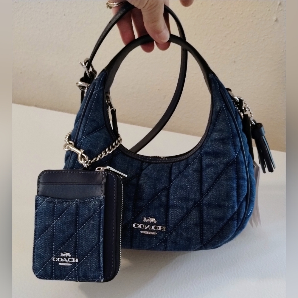 Coach Denim Mini Crossbody Bag NWT With Coach Denim Card Case Wallet NWT - Picture 2 of 13